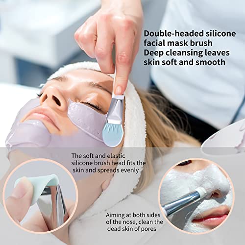 LUKILYZXA Upgrade Soft Hair Silicone Duo Head Face Mask Brush Set, 5 Pcs Beau...