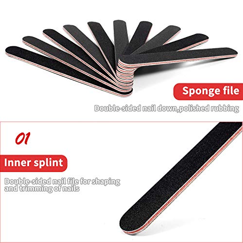 Nail File Emery Board Nail care Double Sided 100 180 Grit Gel Acrylic Dip Bla...