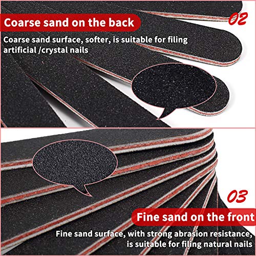 Nail File Emery Board Nail care Double Sided 100 180 Grit Gel Acrylic Dip Bla...