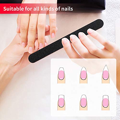Nail File Emery Board Nail care Double Sided 100 180 Grit Gel Acrylic Dip Bla...