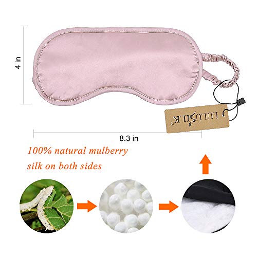 LULUSILK Mulberry Silk Sleep Eye Mask Blindfold with Elastic Strap Headband, ...