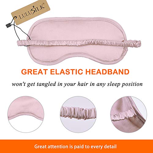 LULUSILK Mulberry Silk Sleep Eye Mask Blindfold with Elastic Strap Headband, ...