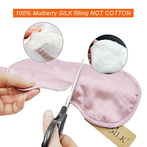 LULUSILK Mulberry Silk Sleep Eye Mask Blindfold with Elastic Strap Headband, ...