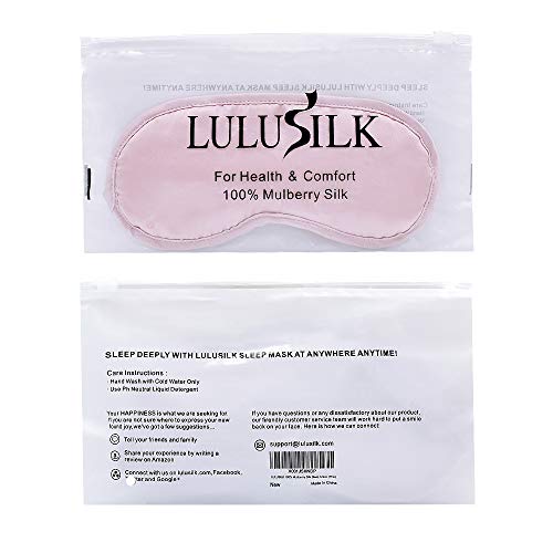 LULUSILK Mulberry Silk Sleep Eye Mask Blindfold with Elastic Strap Headband, ...