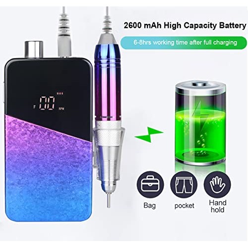 Electric Nail Drill Machine,Lumcrissy Professional Colorful Rechargeable 3500...