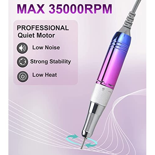 Electric Nail Drill Machine,Lumcrissy Professional Colorful Rechargeable 3500...