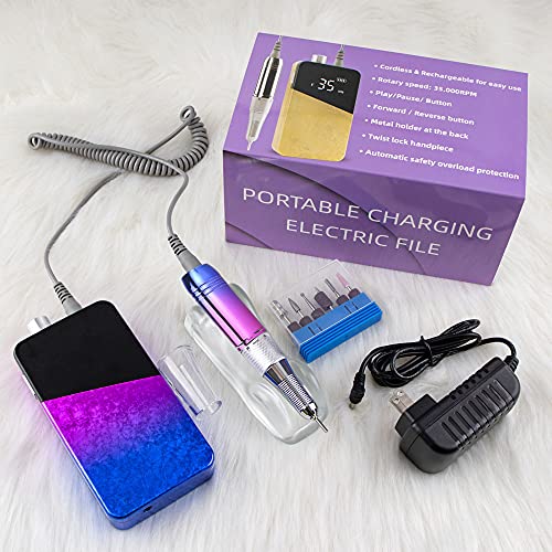 Electric Nail Drill Machine,Lumcrissy Professional Colorful Rechargeable 3500...