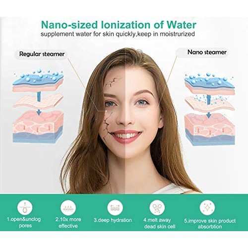 Facial Steamers,Lumcrissy Nano Ionic Face Steamer for Home Facial Warm Mist H...