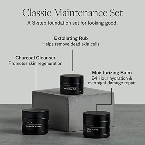 Lumin - Classic Maintenance Set - Skin Care Kit for Men - Charcoal Face Wash,...
