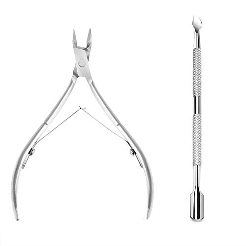 Cuticle Nipper with Cuticle Pusher Stainless Steel Cuticle Dead Skin Trimmer ...