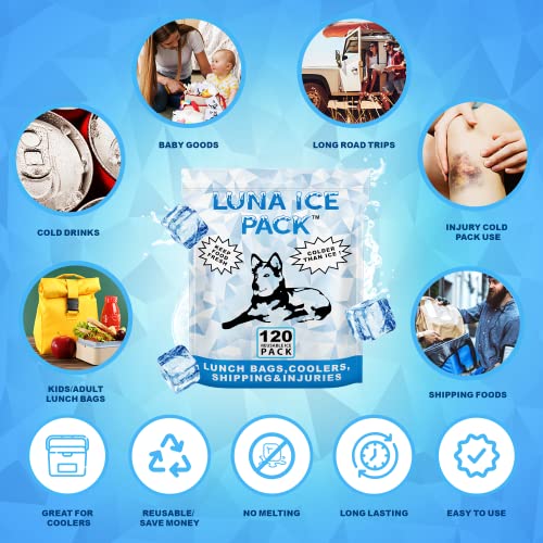 Luna Ice 120 Pack -Dry Ice-Dry ice for Shipping Frozen Food-Bulk Ice Packs-Hi...