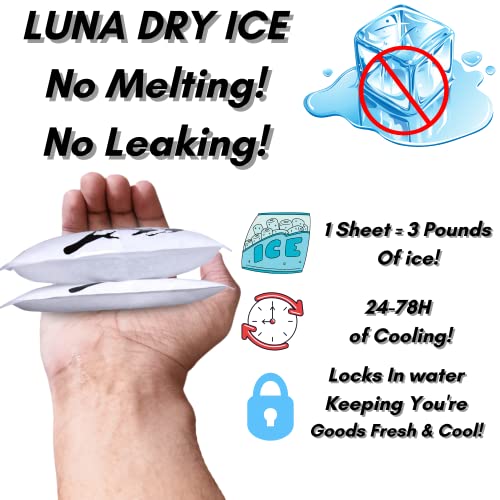 Luna Ice 120 Pack -Dry Ice-Dry ice for Shipping Frozen Food-Bulk Ice Packs-Hi...