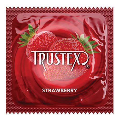 Trustex Strawberry + Brass Lunamax Pocket Case, Flavored Lubricated Latex Con...