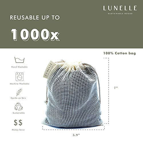 Lunelle Charcoal Bamboo Reusable Makeup Remover Pads 12 Pack - Reusable Face ...