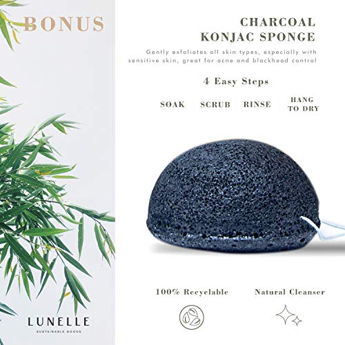 Lunelle Charcoal Bamboo Reusable Makeup Remover Pads 12 Pack - Reusable Face ...