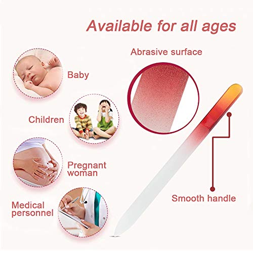 20 Pcs Glass Nail File Bulk with Plastic Sleeve, Crystal Fingernail Files Set...