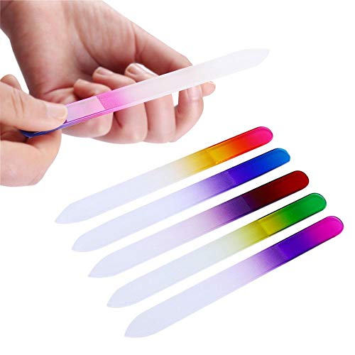 20 Pcs Glass Nail File Bulk with Plastic Sleeve, Crystal Fingernail Files Set...