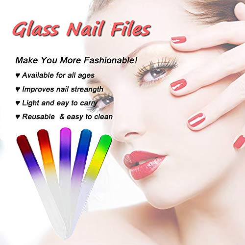 30 Pcs Glass Nail File Bulk with Plastic Sleeve, Crystal Fingernail Files Set...