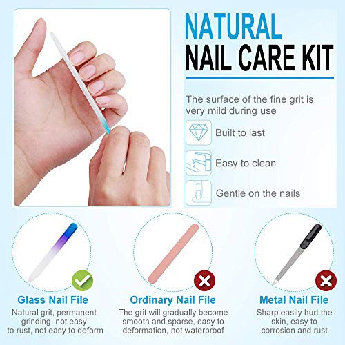 30 Pcs Glass Nail File Bulk with Plastic Sleeve, Crystal Fingernail Files Set...
