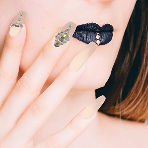 Lurrose 24pcs Fake Nails Rhinestone Ballerina Nail Art Tips False Nails Coffi...