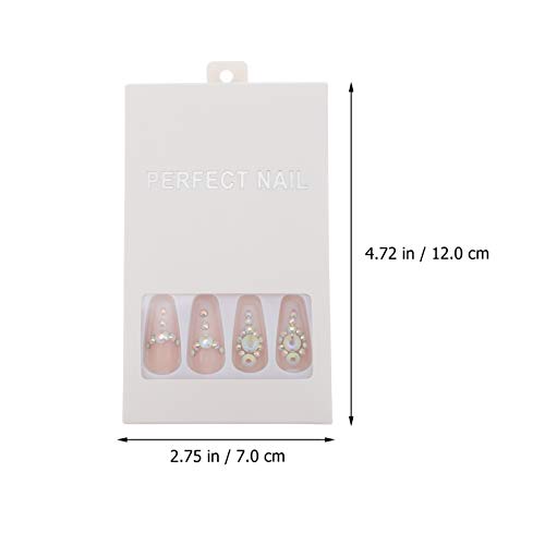 Lurrose 24pcs Fake Nails Rhinestone Ballerina Nail Art Tips False Nails Coffi...