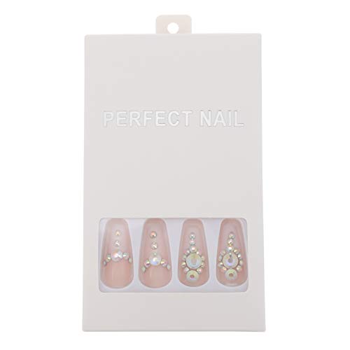 Lurrose 24pcs Fake Nails Rhinestone Ballerina Nail Art Tips False Nails Coffi...