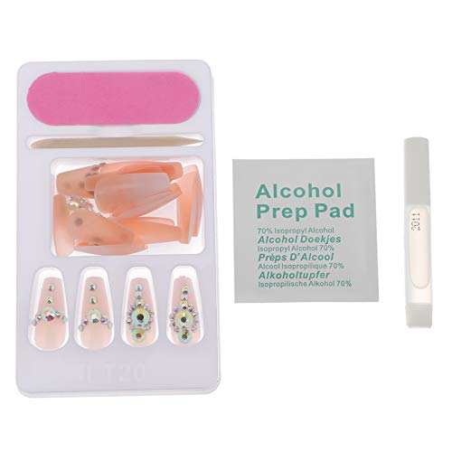 Lurrose 24pcs Fake Nails Rhinestone Ballerina Nail Art Tips False Nails Coffi...