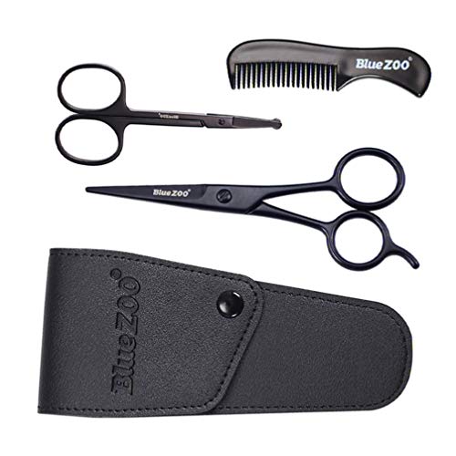 Lurrose 3PCS Beard and Mustache Scissors Men Beard Grooming Kit Professional ...