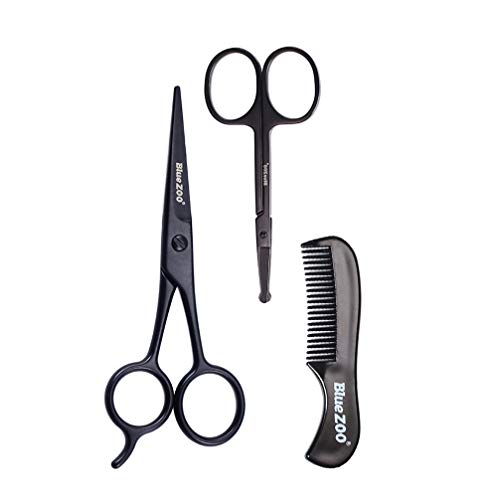 Lurrose 3PCS Beard and Mustache Scissors Men Beard Grooming Kit Professional ...