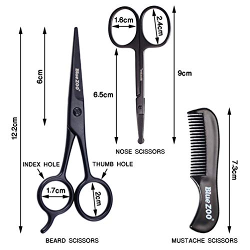 Lurrose 3PCS Beard and Mustache Scissors Men Beard Grooming Kit Professional ...
