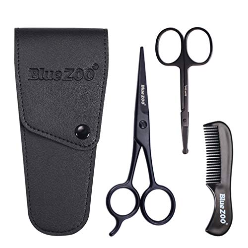 Lurrose 3PCS Beard and Mustache Scissors Men Beard Grooming Kit Professional ...