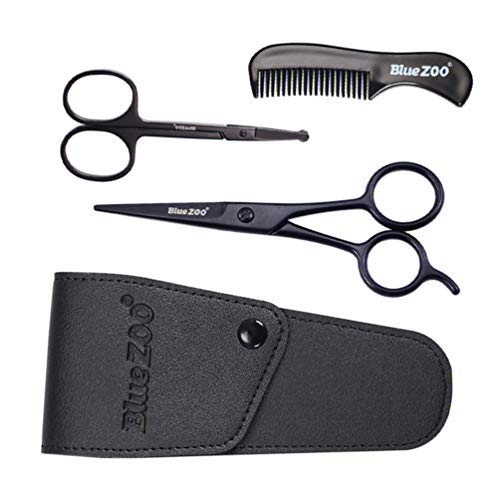 Lurrose 4Pcs Beard Trimming Scissors Set, Rounded Tip Safety Sharp Small Faci...
