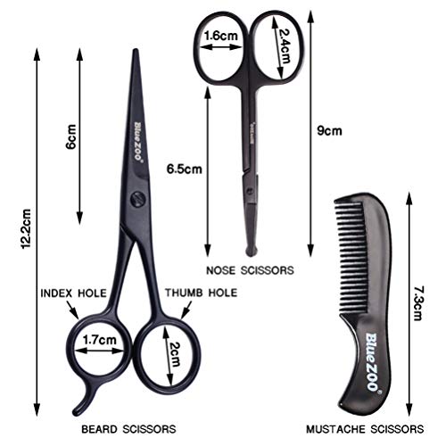 Lurrose 4Pcs Beard Trimming Scissors Set, Rounded Tip Safety Sharp Small Faci...
