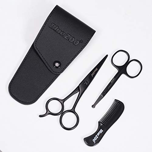 Lurrose 4Pcs Beard Trimming Scissors Set, Rounded Tip Safety Sharp Small Faci...