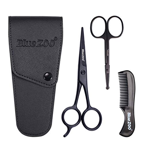 Lurrose 4Pcs Beard Trimming Scissors Set, Rounded Tip Safety Sharp Small Faci...