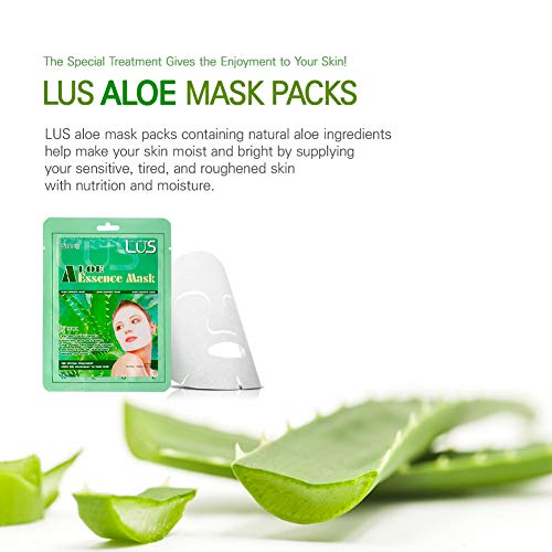 Lus ALOE Essence Facial Mask Sheets 10ea - Korea Skin Care Hydrating Moisturi...