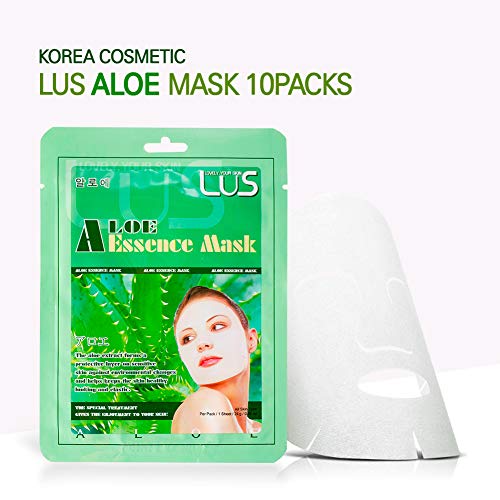 Lus ALOE Essence Facial Mask Sheets 10ea - Korea Skin Care Hydrating Moisturi...