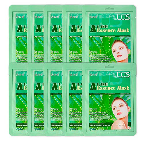 Lus ALOE Essence Facial Mask Sheets 10ea - Korea Skin Care Hydrating Moisturi...