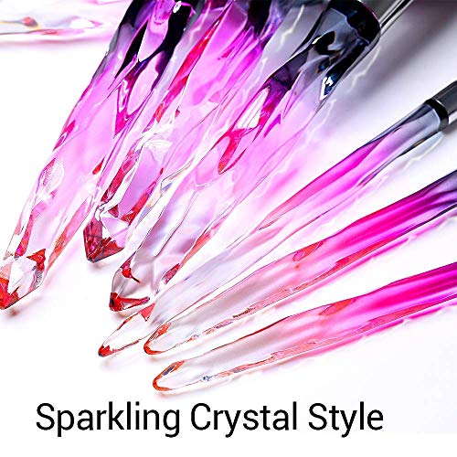 LUXAZA 15PCS Professional Makeup Brush Set,Sparkling Crystal Style Makeup Bru...