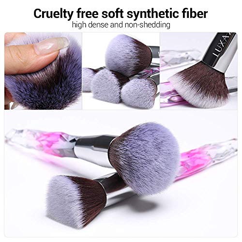LUXAZA 15PCS Professional Makeup Brush Set,Sparkling Crystal Style Makeup Bru...