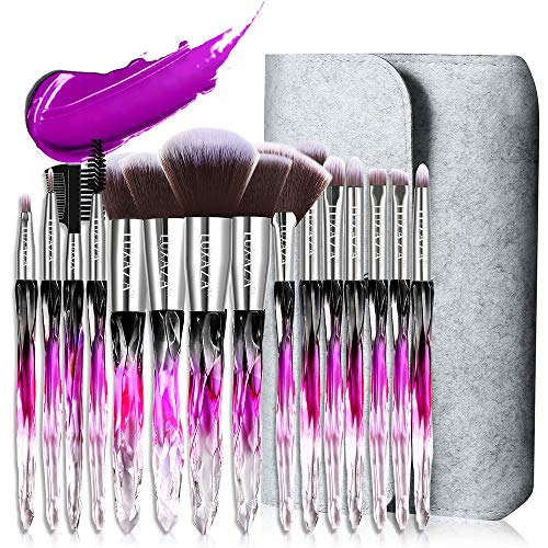 LUXAZA 15PCS Professional Makeup Brush Set,Sparkling Crystal Style Makeup Bru...