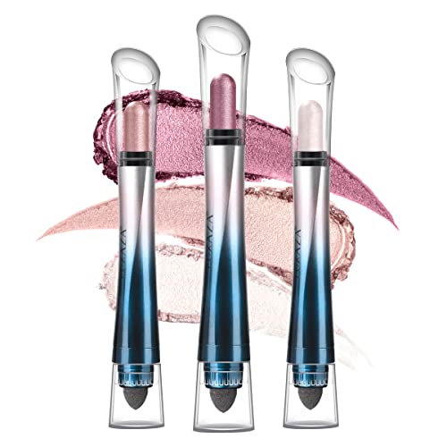 LUXAZA 24H Longwear Cream Eyeshadow Stick,3 PCS Purple Pink Eyeshadow Pencil ...