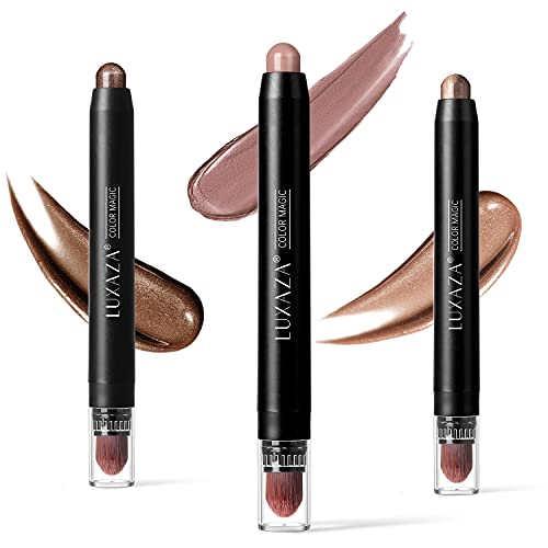 LUXAZA 3Pcs Eyeshadow Stick Set, Matte And Shimmer Creamy Eyeshadow Pencil, B...