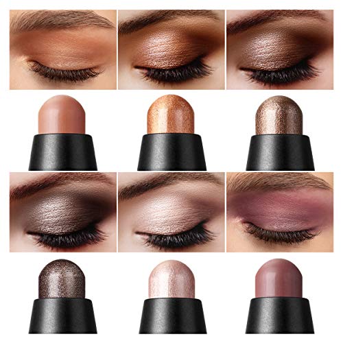 LUXAZA 6 PCS Dark Brown and Neutral Metallic Eyeshadow Stick Set, Champagne C...