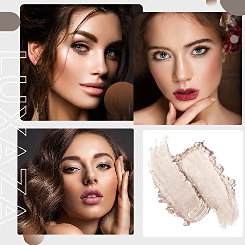 LUXAZA 6 PCS Dark Brown and Neutral Metallic Eyeshadow Stick Set, Champagne C...