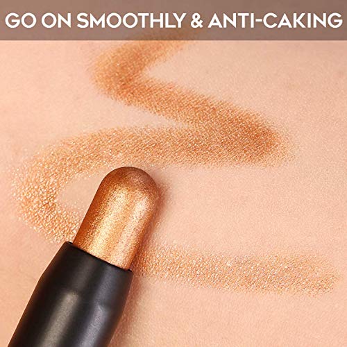 LUXAZA 6 PCS Dark Brown and Neutral Metallic Eyeshadow Stick Set, Champagne C...