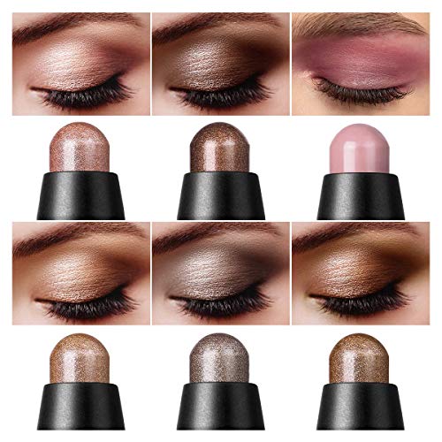 LUXAZA 6 PCS Neutral and Brown Metallic Eyeshadow Stick,Warm to Cool Cream Sh...