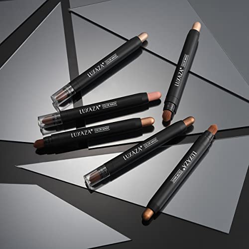 LUXAZA 6 PCS Neutral and Brown Metallic Eyeshadow Stick,Warm to Cool Cream Sh...