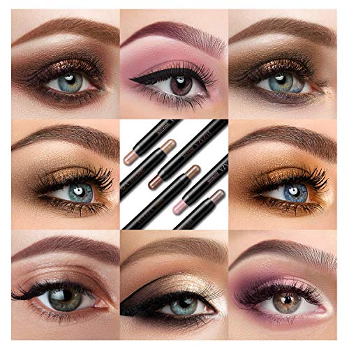 LUXAZA 6 PCS Neutral and Brown Metallic Eyeshadow Stick,Warm to Cool Cream Sh...