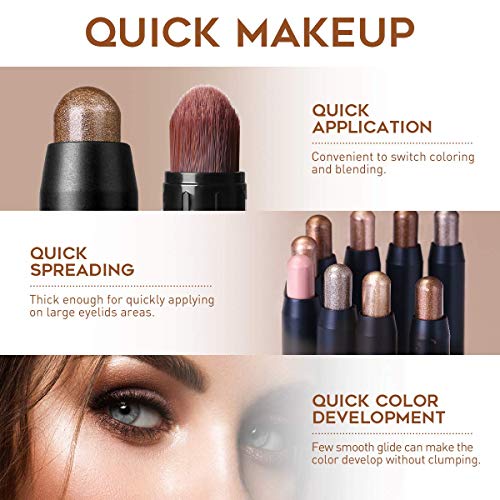 LUXAZA 6 PCS Neutral and Brown Metallic Eyeshadow Stick,Warm to Cool Cream Sh...